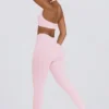 Leggings aus gebürstetem Jersey mit Rüschen und mittlerer Leibhöhe in Hellrosa-Mélange Leggings aus gebürstetem Jersey mit Rüschen und mittlerer Leibhöhe in Hellrosa-Mélange