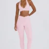 Leggings aus gebürstetem Jersey mit Rüschen und mittlerer Leibhöhe in Hellrosa-Mélange Leggings aus gebürstetem Jersey mit Rüschen und mittlerer Leibhöhe in Hellrosa-Mélange