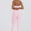 Leggings aus gebürstetem Jersey mit Rüschen und mittlerer Leibhöhe in Hellrosa-Mélange Leggings aus gebürstetem Jersey mit Rüschen und mittlerer Leibhöhe in Hellrosa-Mélange