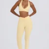 Leggings aus gebürstetem Jersey mit Rüschen und mittlerer Leibhöhe in Lemon-Marl Leggings aus gebürstetem Jersey mit Rüschen und mittlerer Leibhöhe in Lemon-Marl