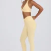 Leggings aus gebürstetem Jersey mit Rüschen und mittlerer Leibhöhe in Lemon-Marl Leggings aus gebürstetem Jersey mit Rüschen und mittlerer Leibhöhe in Lemon-Marl