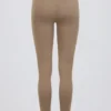Leggings aus gebürstetem Jersey mit Rüschen und mittlerer Leibhöhe in Mokka-Mélange Leggings aus gebürstetem Jersey mit Rüschen und mittlerer Leibhöhe in Mokka-Mélange