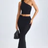 Lena Modal-Maxirock mit gedrehter Vorderseite in Schwarz Lena Modal-Maxirock mit gedrehter Vorderseite in Schwarz