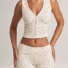 Nina Modal-Shorts mit Umschlagbund und mittlerer Leibhöhe im Blumenmuster Nina Modal-Shorts mit Umschlagbund und mittlerer Leibhöhe im Blumenmuster