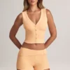 Nina Modal-Shorts mit Umschlag und mittlerer Leibhöhe in Pfirsich Nina Modal-Shorts mit Umschlag und mittlerer Leibhöhe in Pfirsich