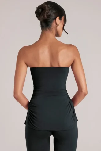 Leni Bandeau-Longline-Oberteil in Schwarz