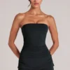 Leni Bandeau-Longline-Oberteil in Schwarz Leni Bandeau-Longline-Oberteil in Schwarz