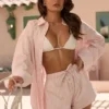 Lerici Oversize-Shirt mit rosa Streifen Lerici Oversize-Shirt mit rosa Streifen