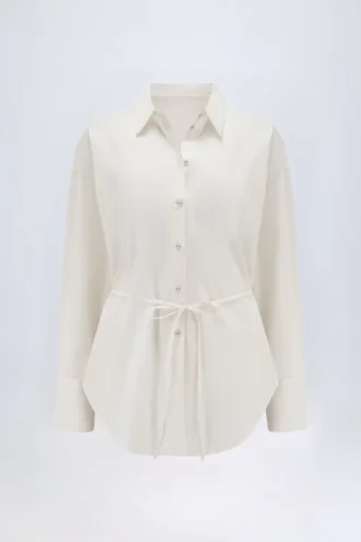Lerici Oversized-Shirt aus Baumwollpopeline in Weiß