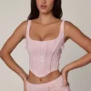 Letitia verziertes Schnür-Korsett-Oberteil in zartem Rosa Letitia verziertes Schnür-Korsett-Oberteil in zartem Rosa