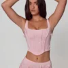 Letitia verziertes Schnür-Korsett-Oberteil in zartem Rosa Letitia verziertes Schnür-Korsett-Oberteil in zartem Rosa