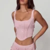 Letitia verziertes Schnür-Korsett-Oberteil in zartem Rosa Letitia verziertes Schnür-Korsett-Oberteil in zartem Rosa