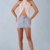 Levara Mid-Rise Denim Micro Minirock in hellem Denim Levara Mid-Rise Denim Micro Minirock in hellem Denim