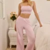 Libby Pointelle Mid-Rise Straight-Leg-Hose in Babyrosa Libby Pointelle Mid-Rise Straight-Leg-Hose in Babyrosa