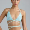 Liberty Bikini-Oberteil mit verzierten Kreuzträgern in Eisblau