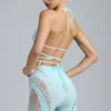 Liberty Bikini-Oberteil mit verzierten Kreuzträgern in Eisblau