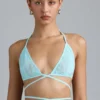 Liberty Bikini-Oberteil mit verzierten Kreuzträgern in Eisblau