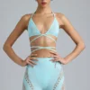 Liberty Bikini-Oberteil mit verzierten Kreuzträgern in Eisblau