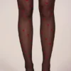Lina Loveheart Print Strumpfhose in Schwarz