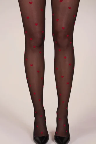 Lina Loveheart Print Strumpfhose in Schwarz