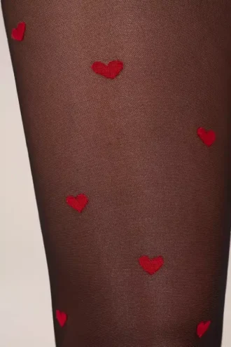 Lina Loveheart Print Strumpfhose in Schwarz