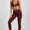 Linnea Petite gerippte Modal-Leggings mit hoher Taille in Espresso