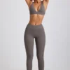 Linnea Petite gerippte Modal-Leggings mit hoher Taille in Grau Linnea Petite gerippte Modal-Leggings mit hoher Taille in Grau