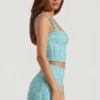 Lirael Crop-Top mit Verzierungen und quadratischem Ausschnitt in Aquablau Lirael Crop-Top mit Verzierungen und quadratischem Ausschnitt in Aquablau