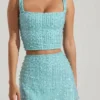 Lirael Crop-Top mit Verzierungen und quadratischem Ausschnitt in Aquablau Lirael Crop-Top mit Verzierungen und quadratischem Ausschnitt in Aquablau