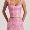 Lirael Crop-Top mit Verzierungen und quadratischem Ausschnitt in Rosa Lirael Crop-Top mit Verzierungen und quadratischem Ausschnitt in Rosa