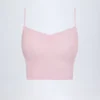 Livia Pointelle Ruched Camisole Crop Top in Babyrosa Livia Pointelle Ruched Camisole Crop Top in Babyrosa