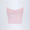 Livia Pointelle Ruched Camisole Crop Top in Babyrosa Livia Pointelle Ruched Camisole Crop Top in Babyrosa