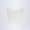 Livia Pointelle Ruched Camisole Crop Top in Weiß Livia Pointelle Ruched Camisole Crop Top in Weiß