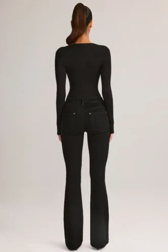 Lone Denim Mid-Rise Flared Jeans in Schwarz