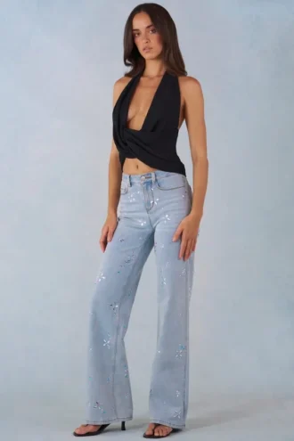 Lorielle Mid-Rise Straight-Leg Jeans aus hellem Denim