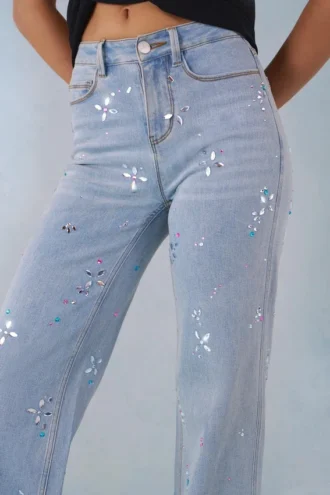 Lorielle Mid-Rise Straight-Leg Jeans aus hellem Denim