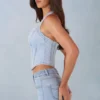 Lotta Neckholder-Oberteil im Denim-Korsett-Stil in hellem Denim Lotta Neckholder-Oberteil im Denim-Korsett-Stil in hellem Denim