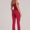 Lumi Mid-Rise Fitted Trousers in Cherry Red Lumi Mid-Rise Fitted Trousers in Cherry Red
