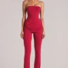 Lumi Mid-Rise Fitted Trousers in Cherry Red Lumi Mid-Rise Fitted Trousers in Cherry Red