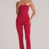 Lumi Mid-Rise Fitted Trousers in Cherry Red Lumi Mid-Rise Fitted Trousers in Cherry Red