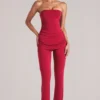 Lumi Mid-Rise Fitted Trousers in Cherry Red Lumi Mid-Rise Fitted Trousers in Cherry Red