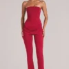 Lumi Mid-Rise Fitted Trousers in Cherry Red Lumi Mid-Rise Fitted Trousers in Cherry Red
