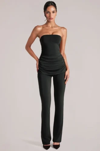 Lumi Mid-Rise Fitted Trousers  in Schwarz