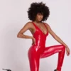 Lynx Vinyl-Catsuit mit tiefem Ausschnitt in Feuerrot Lynx Vinyl-Catsuit mit tiefem Ausschnitt in Feuerrot