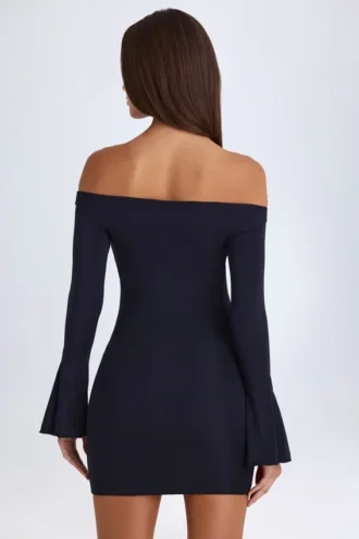 Madelina Off-Shoulder-Minikleid mit Cut-outs in Schwarz