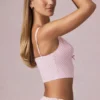 Magda Crop-Top mit Schleifendetail in zartem Mauve-Streifen Magda Crop-Top mit Schleifendetail in zartem Mauve-Streifen