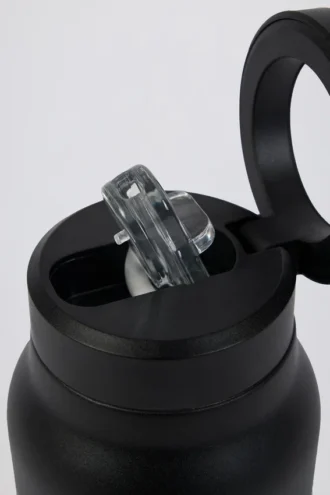 Magnetische, thermisch isolierte Edelstahl-Trinkflasche in Schwarz