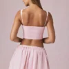 Maira geraffter Minirock mit Kordelzug in zartem Mauve gestreift Maira geraffter Minirock mit Kordelzug in zartem Mauve gestreift