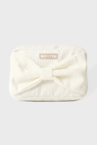 Make-up-Tasche aus Cord mit Schleife in Elfenbein