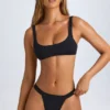 Malibu Bikini-Oberteil mit Rundhalsausschnitt in Schwarz